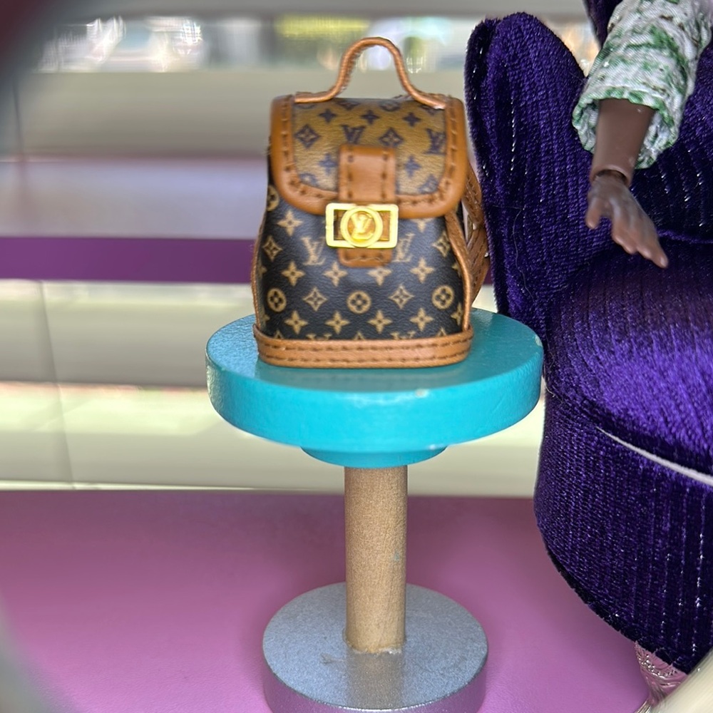 Monogram Brown Mini Backpack keychain charm